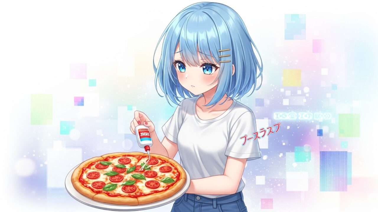 ピザに接着剤